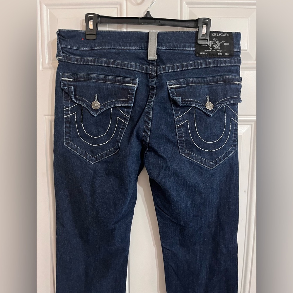 True Religion Ricky SN Reflective Flap Relaxed Straight Jeans Blue Men’s‎ 35x32